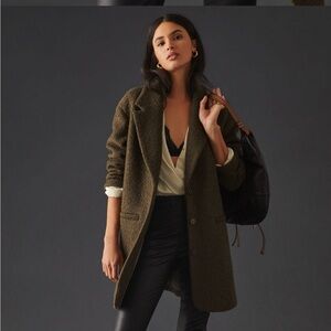 Anthropologie Dark Olive Blazer Coat